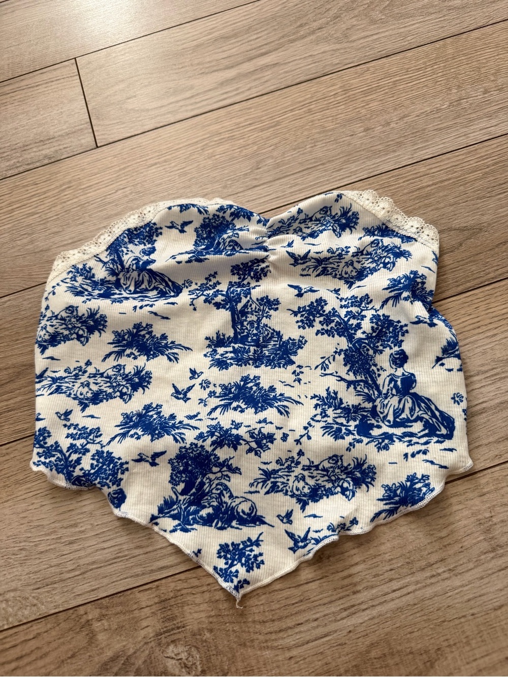 Blue & White Toile Heart Bandeau Top
